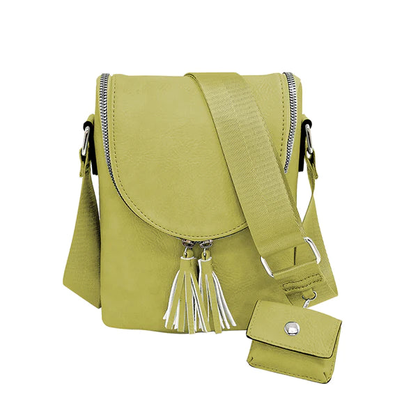 Abby Crossbody Handbag with Tassel Front Trim by K Carroll