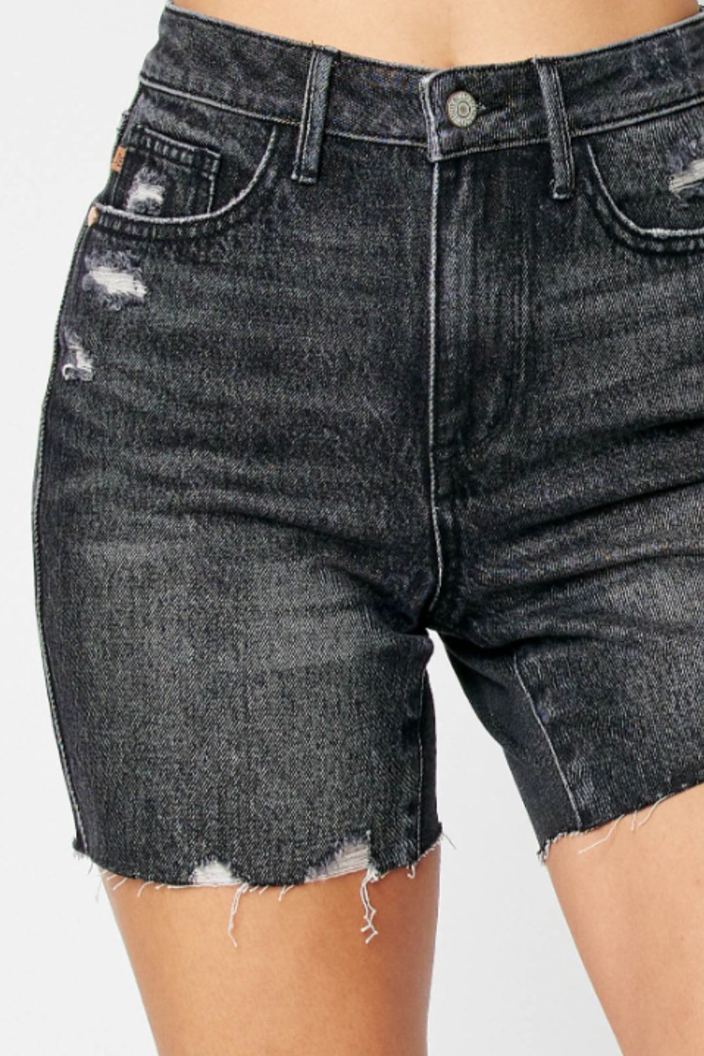 Judy Blue Women’s Full Size High Waist Tummy Control Denim Shorts Cotton Polyester Spandex Size S-3XL