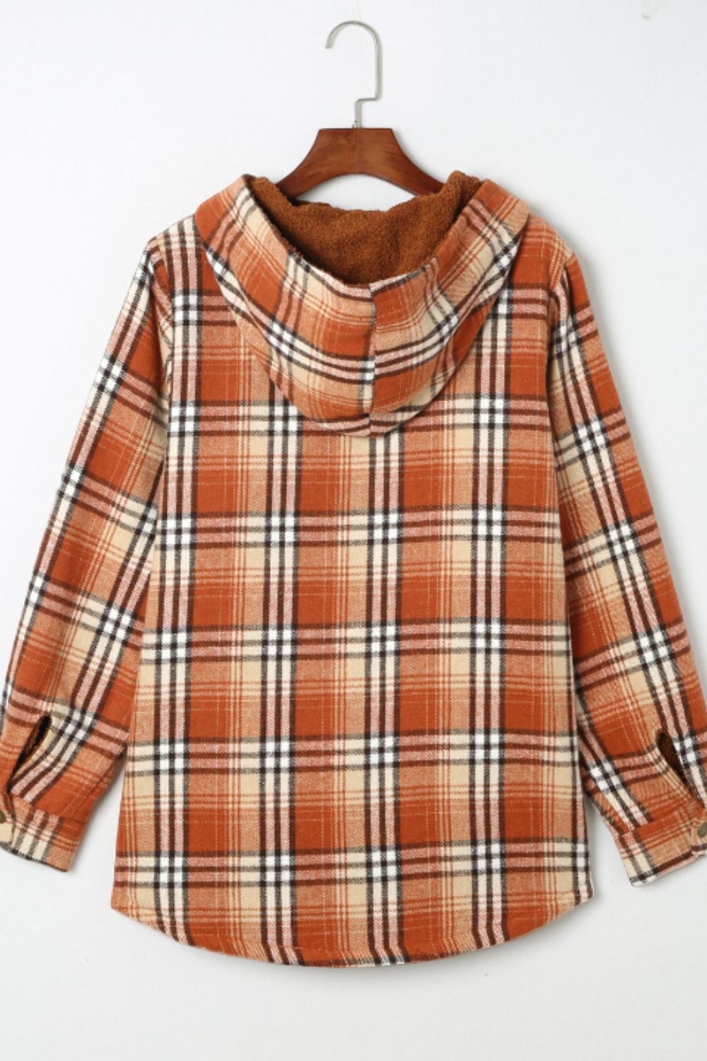Blueberi B Women’s Plaid Button Up Long Sleeve Hooded Jacket Polyester Size S-2XL
