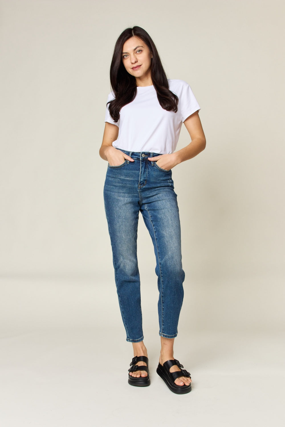 Judy Blue Women’s Full Size Tummy Control High Waist Slim Jeans Cotton Polyester Spandex Size S-24W
