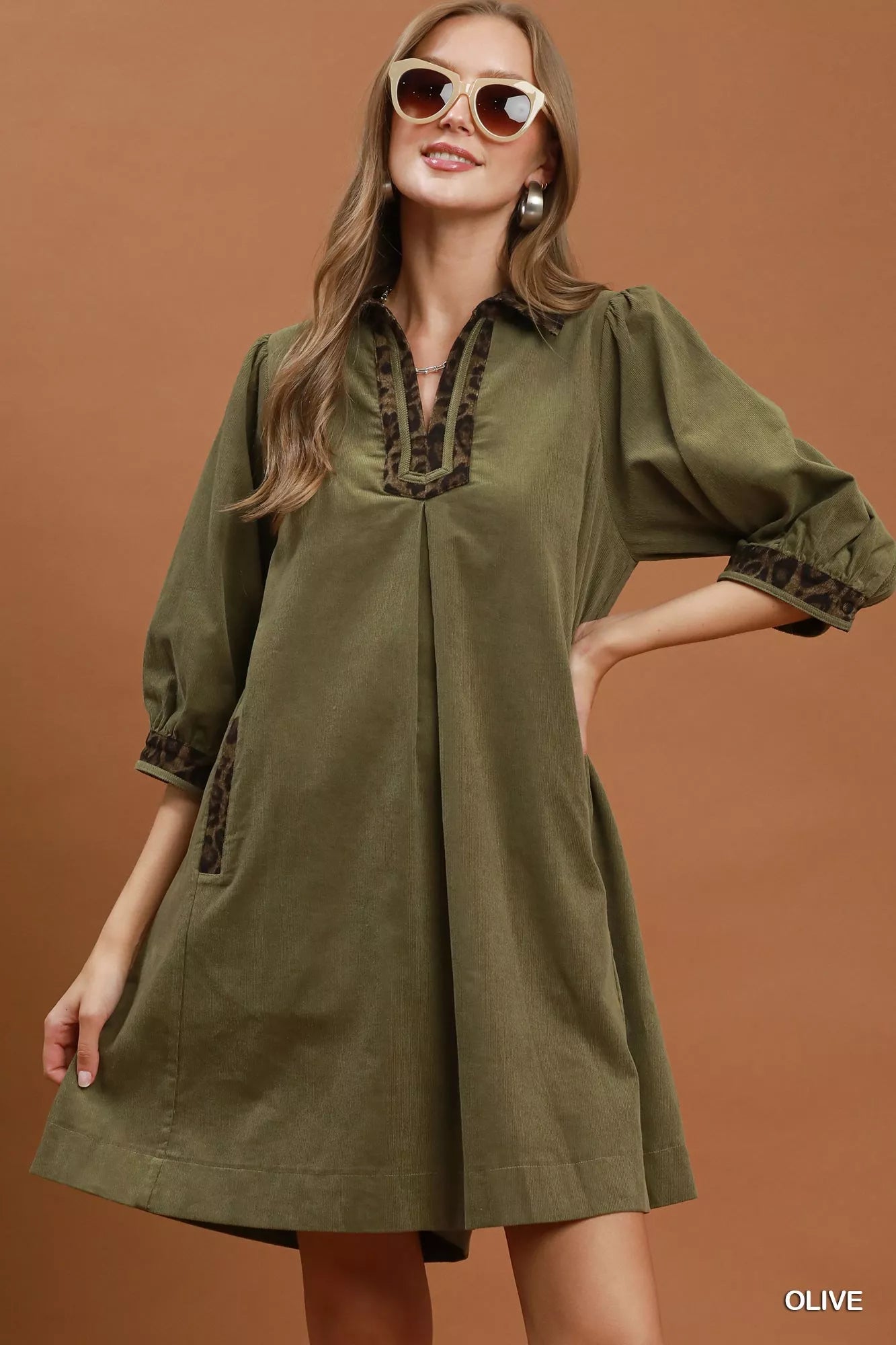 loose shift dress Umgee 100% Cotton V-Neck Contrast Trim Pocketed Straight Eliza J Dresses (@elizajdresses) Dresser with Small Mirror Taking Care Style:Style B