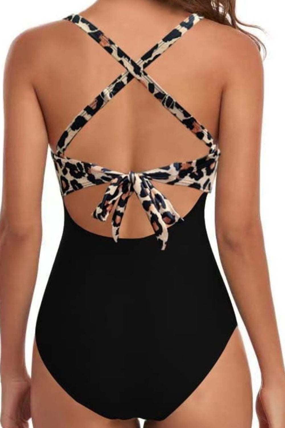 Blueberi B Women's Tied Crisscross Cutout One-Piece Swimwear Polyester Spandex Size S-XL