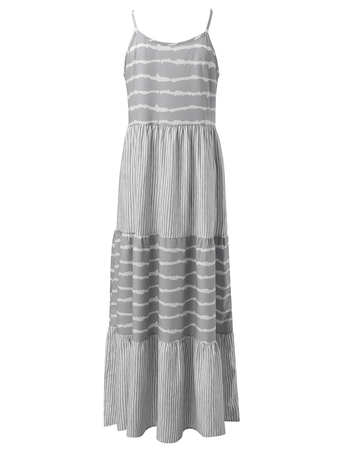 Blueberi B Women’s Tiered Striped Sleeveless Cami Dress Polyester Spandex Size S-XL