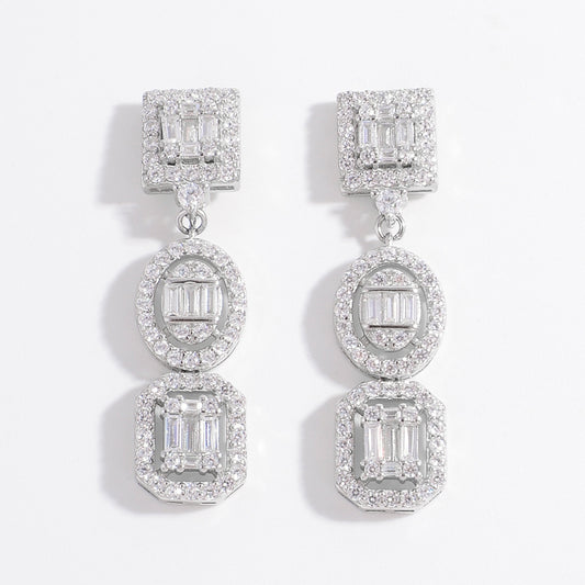 Women's 925 Sterling Silver Inlaid Zircon Earrings