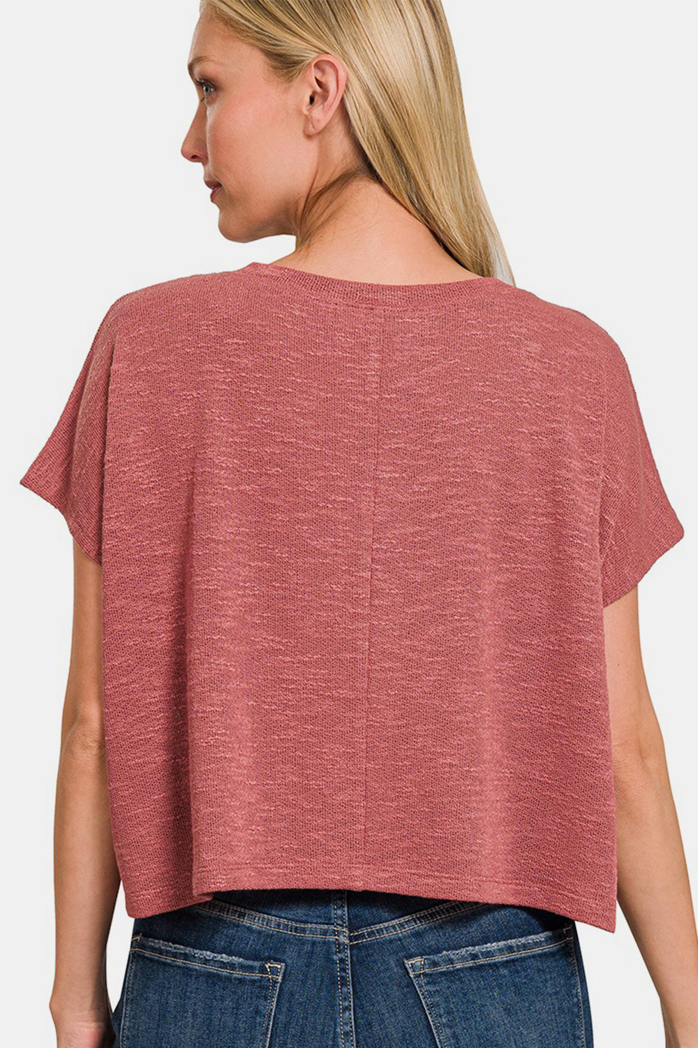 Zenana Women’s V-Neck Short Sleeve Crop T-Shirt Polyester Rayon Spandex Size S-XL