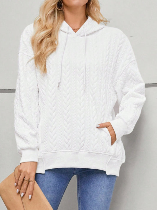 Blueberi B Women’s Drawstring Long Sleeve Hoodie with Pockets Polyester Elastane Size S-XL