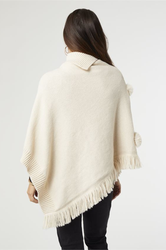 Coco + Carmen Women’s Bellarose Poncho with Faux Fur Acrylic One Size