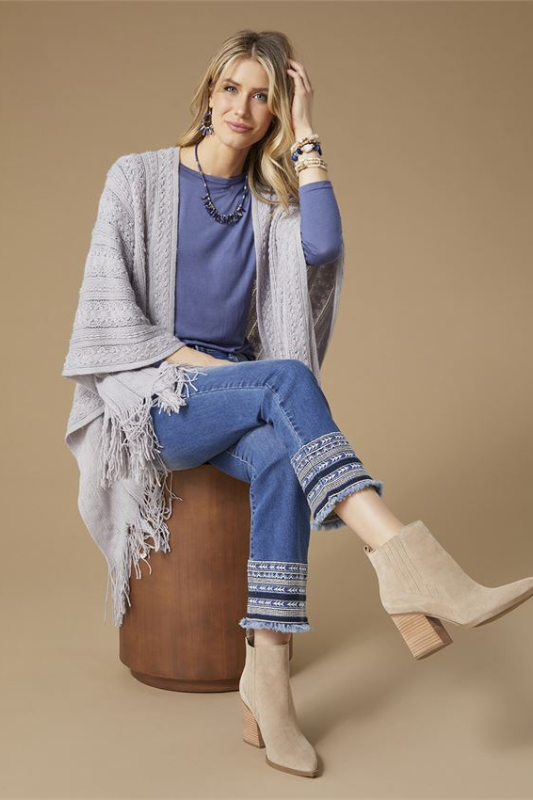 Coco + Carmen OMG ZoeyZip Bootcut Jeans with Embroidered Bottom