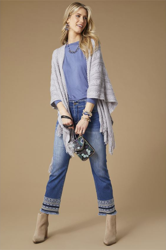 Coco + Carmen OMG ZoeyZip Bootcut Jeans with Embroidered Bottom