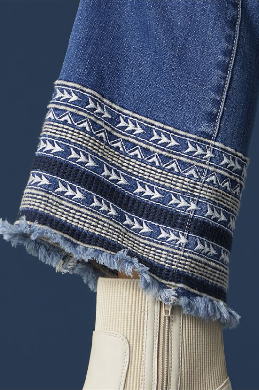 Coco + Carmen OMG ZoeyZip Bootcut Jeans with Embroidered Bottom