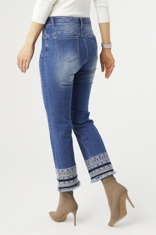 Coco + Carmen OMG ZoeyZip Bootcut Jeans with Embroidered Bottom