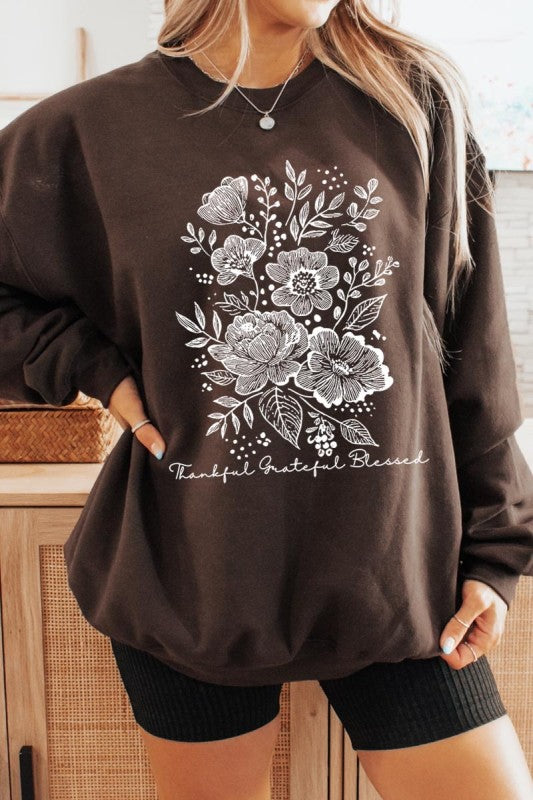 Color Bear Neutral Thanksgiving Long Sleeve Graphic Sweatshirt Cotton Polyester Sizes S-XL