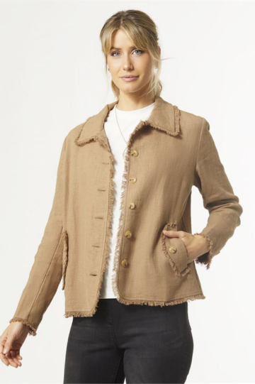 Coco + Carmen Women’s Kimberly Light Weight Shacket With Fringe Trim Cotton Plastic Size S/M L/XL XXL