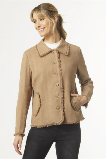 Coco + Carmen Women’s Kimberly Light Weight Shacket With Fringe Trim Cotton Plastic Size S/M L/XL XXL