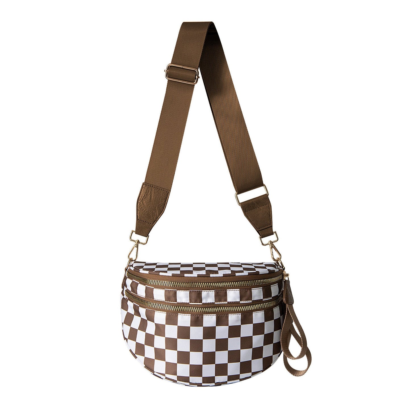 Frankie Oversized Water-Resistant Nylon Double Zip Crescent Sling Bag