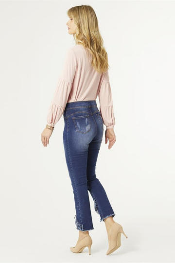 Coco + Carmen OMG Women’s Boyfriend Ankle Slant Fringe Bottom Jeans Polyester Cotton Spandex Size S M L XL XXL