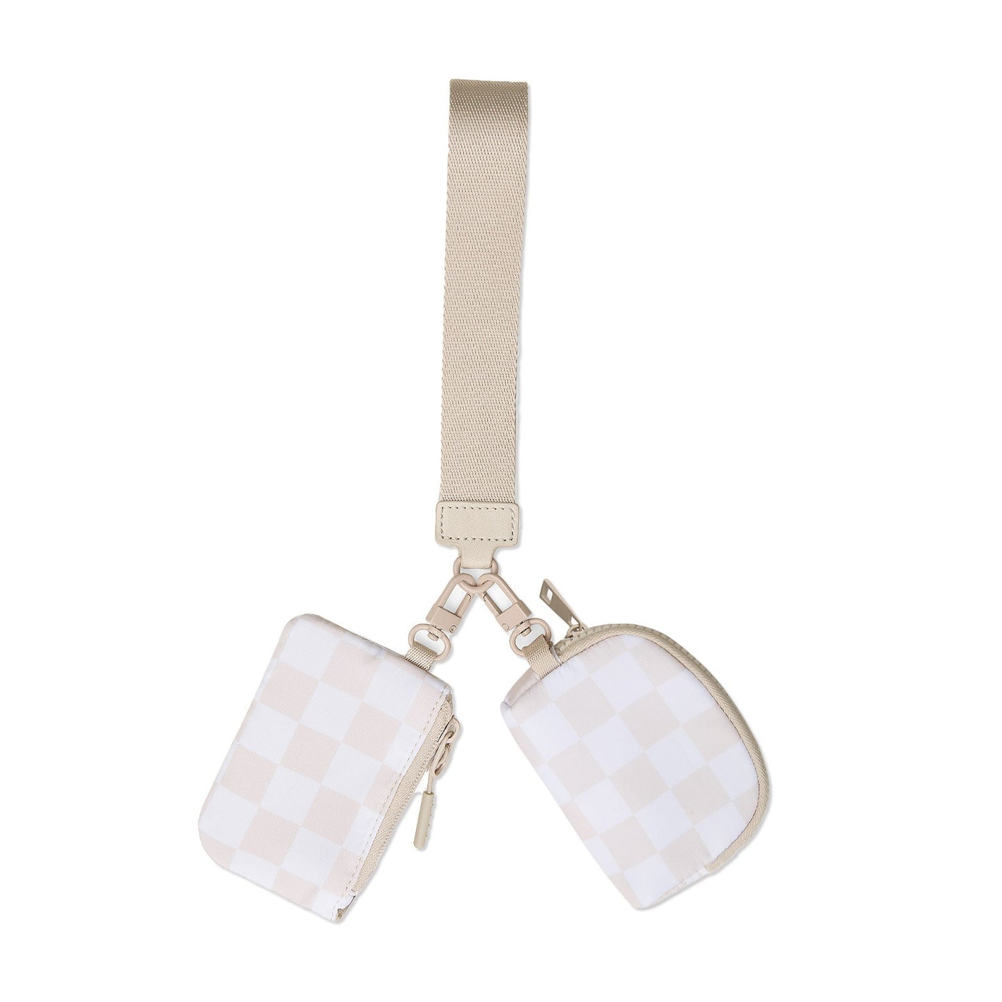Easy-Wipe Nylon Clippable Dual Pouch Wristlet Wallet