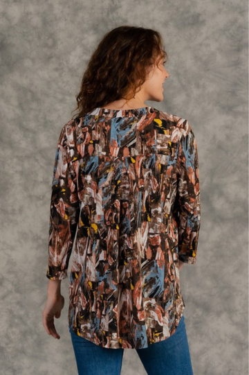 Gabby Style Long Sleeve Floral Brown Design Top
