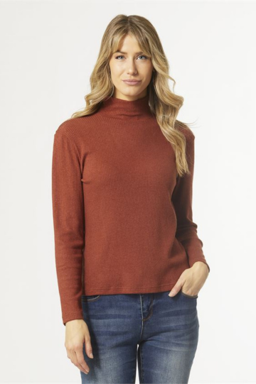 Coco + Carmen Hazel Long Sleeve Ribbed Mock Neck Top