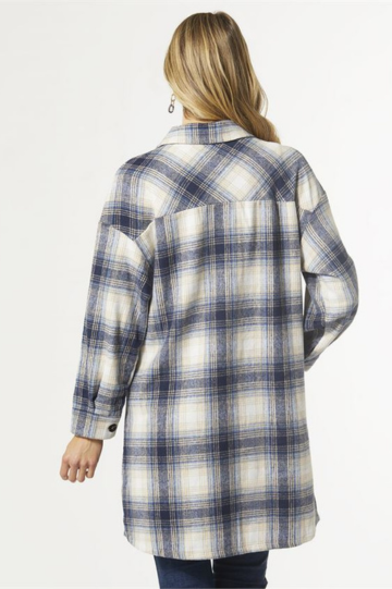 Coco + Carmen Tamara Long Plaid Shacket with Pockets