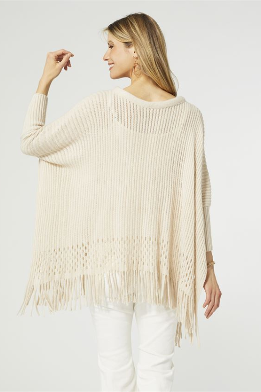 Coco + Carmen Women’s Lynx Lurex Poncho with Fringe Acrylic One size