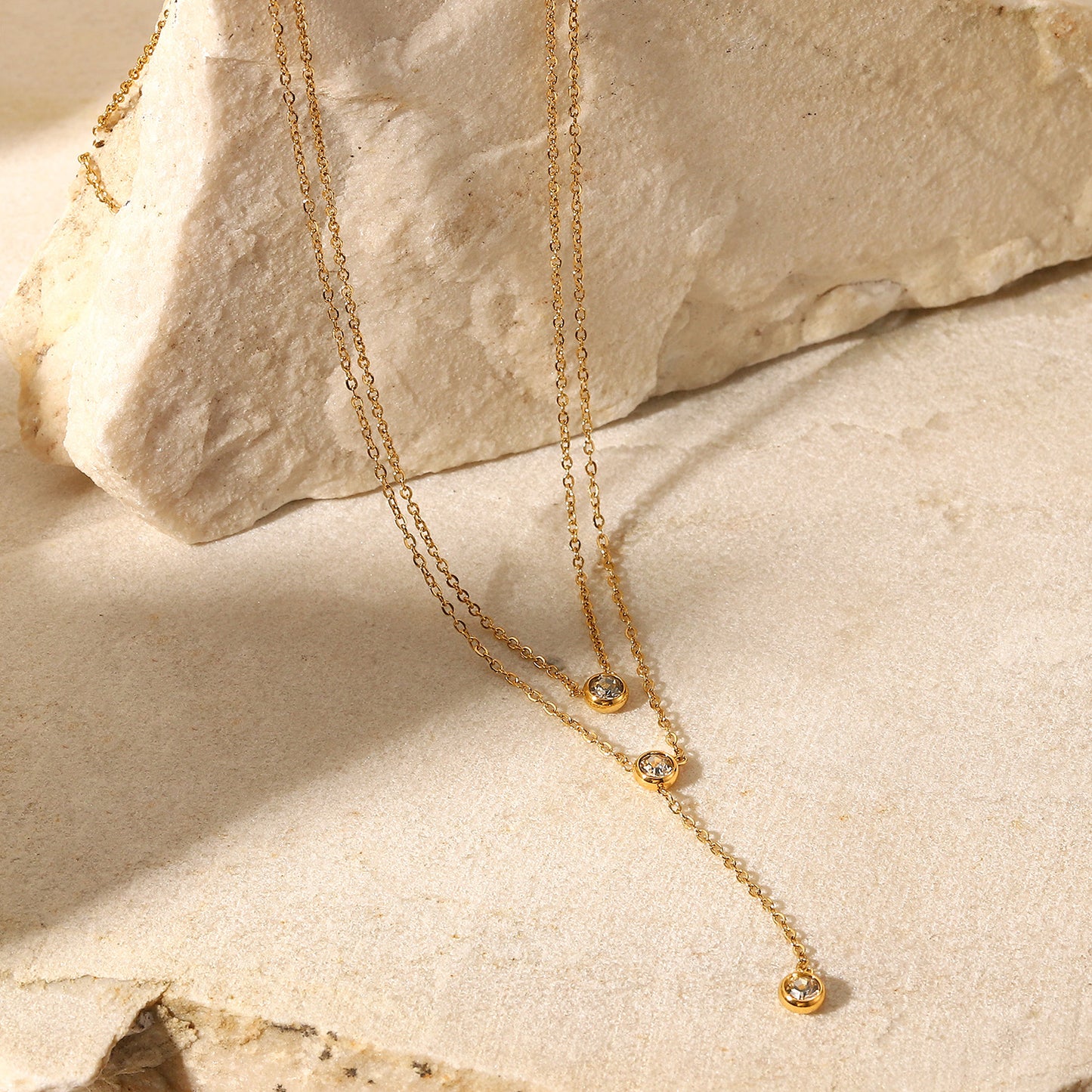 Women’s Stainless Steel Zircon Double-Layered Necklace
