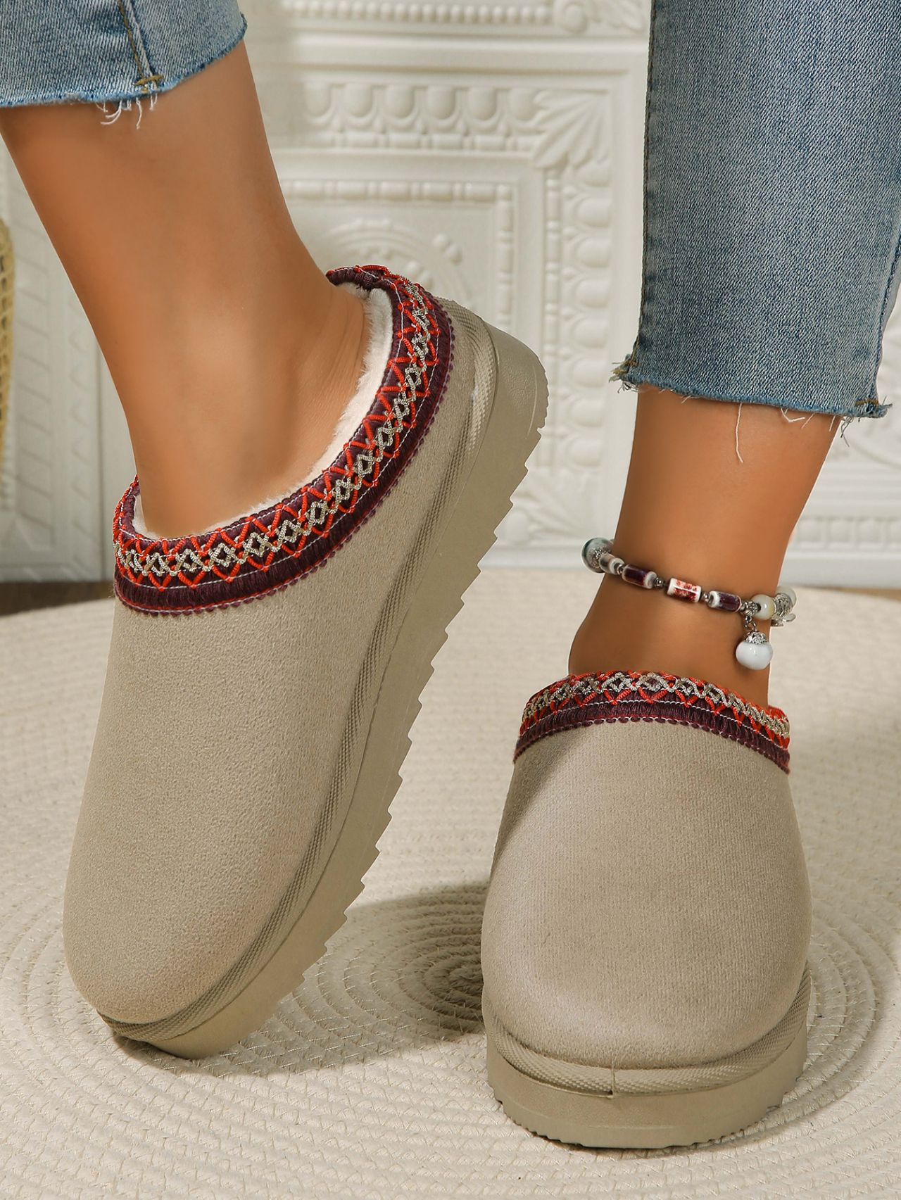 Blueberi B Women’s RoundToe Platform Slippers Faux Fur Rubber Size 5-12
