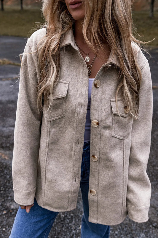 Blueberi B Women’s Button Up Collared Neck Long Sleeve Jacket Polyester Viscose Size S-2XL