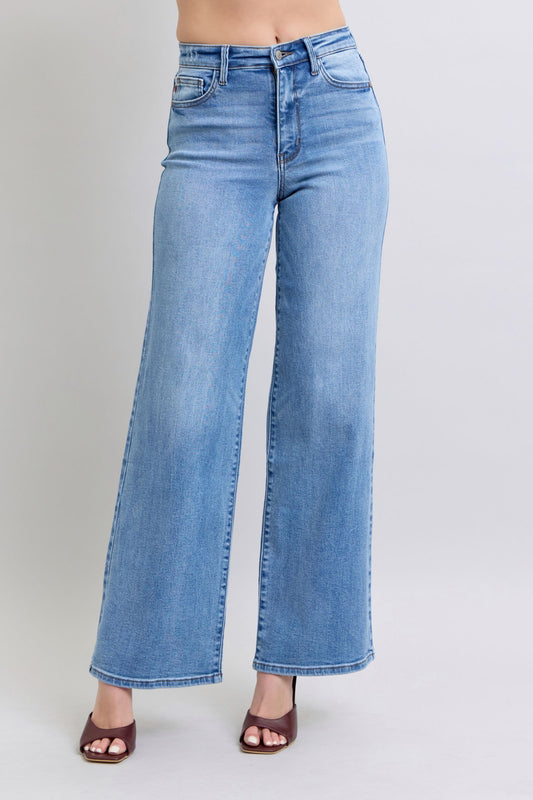 Judy Blue Women’s Full Size Wide Leg Jeans with Pockets Cotton Polyester Spandex Size 0-24W