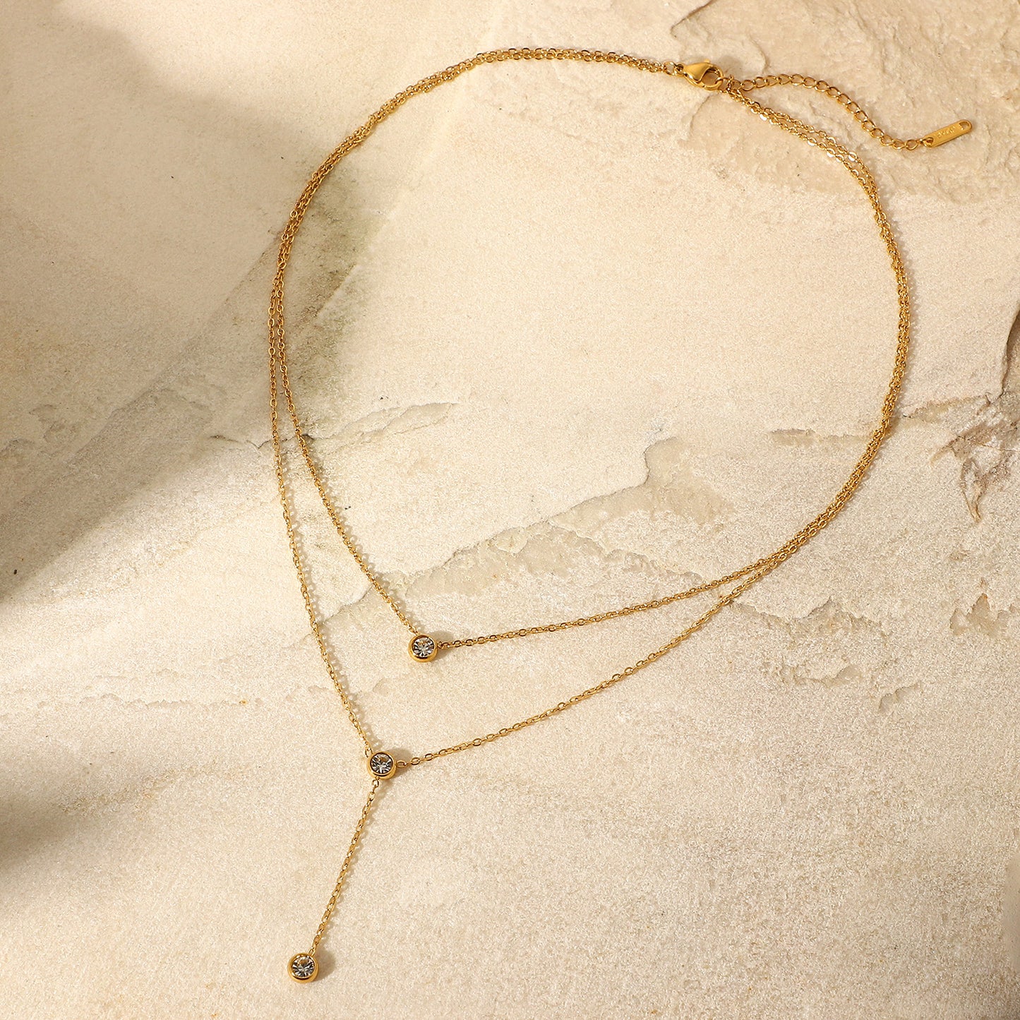 Women’s Stainless Steel Zircon Double-Layered Necklace
