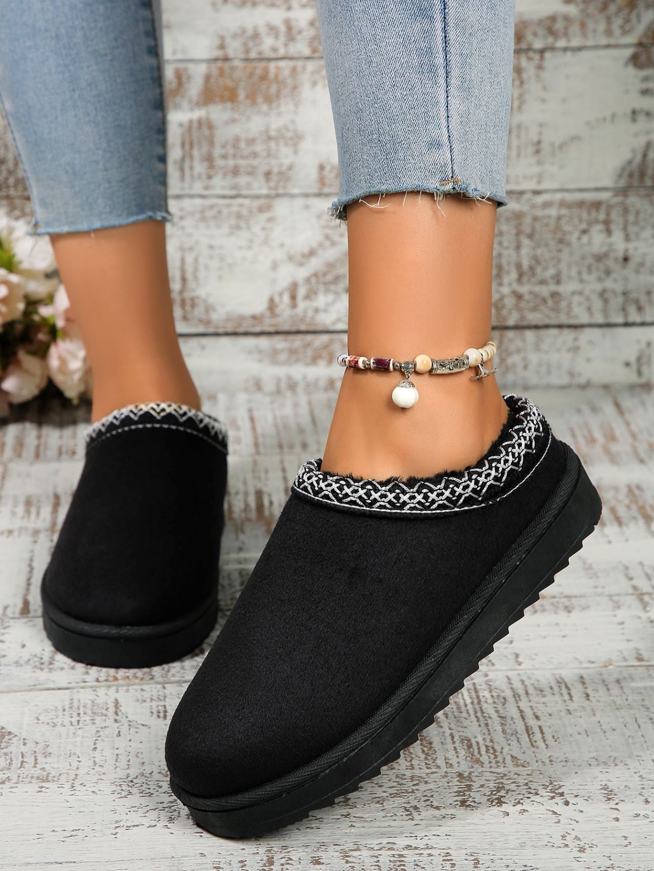Blueberi B Women’s RoundToe Platform Slippers Faux Fur Rubber Size 5-12
