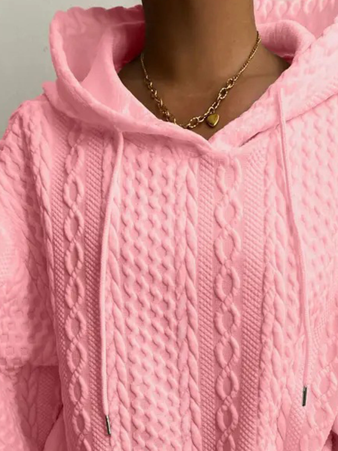 Blueberi B Women’s Drawstring Drop Shoulder Long Sleeve Hoodie Polyester Spandex Size S-2XL