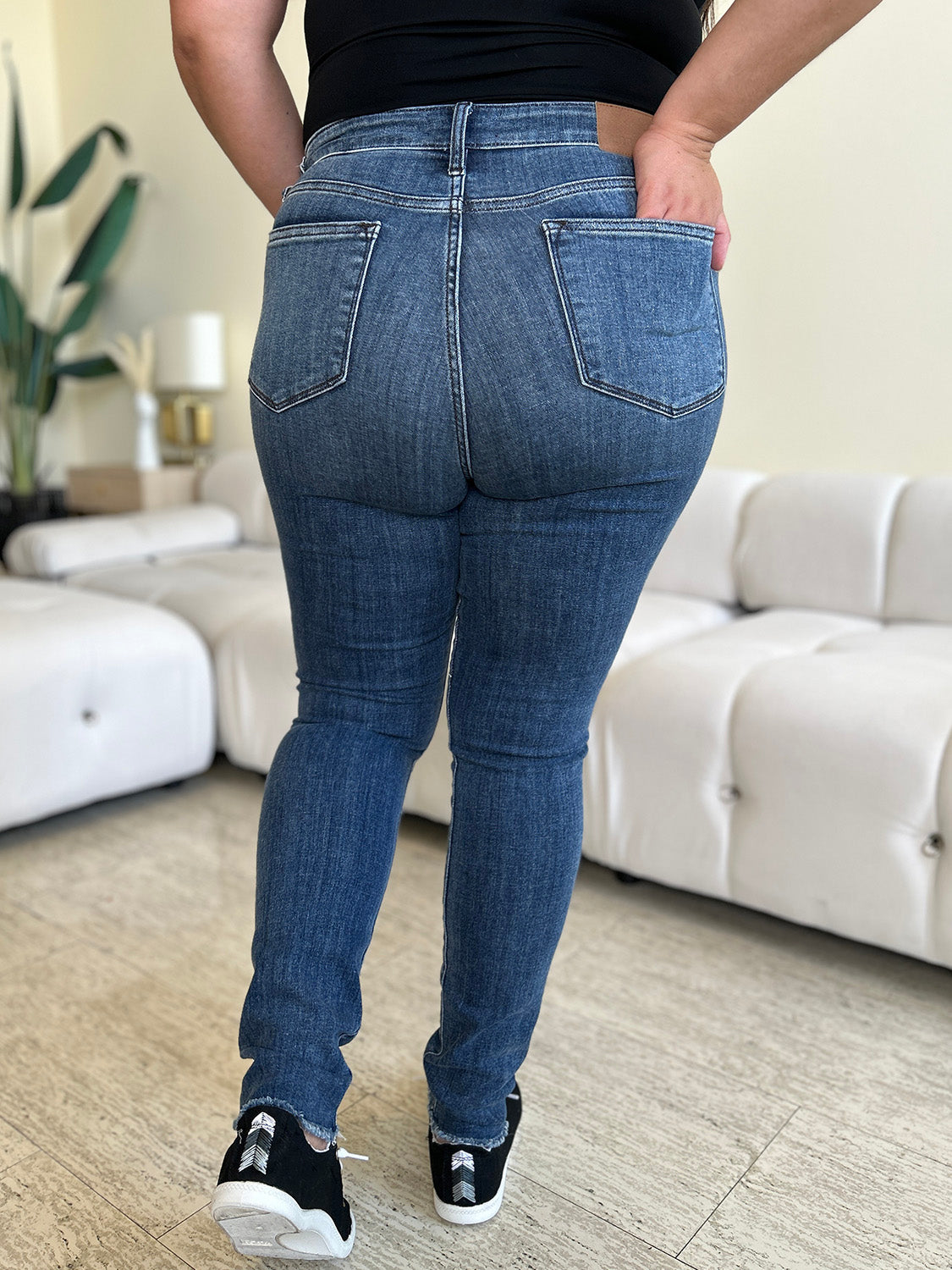Judy Blue Women’s Full Size  High Waist Distressed Skinny Jeans Cotton Elastrell Polyester Spandex Size 3-24W