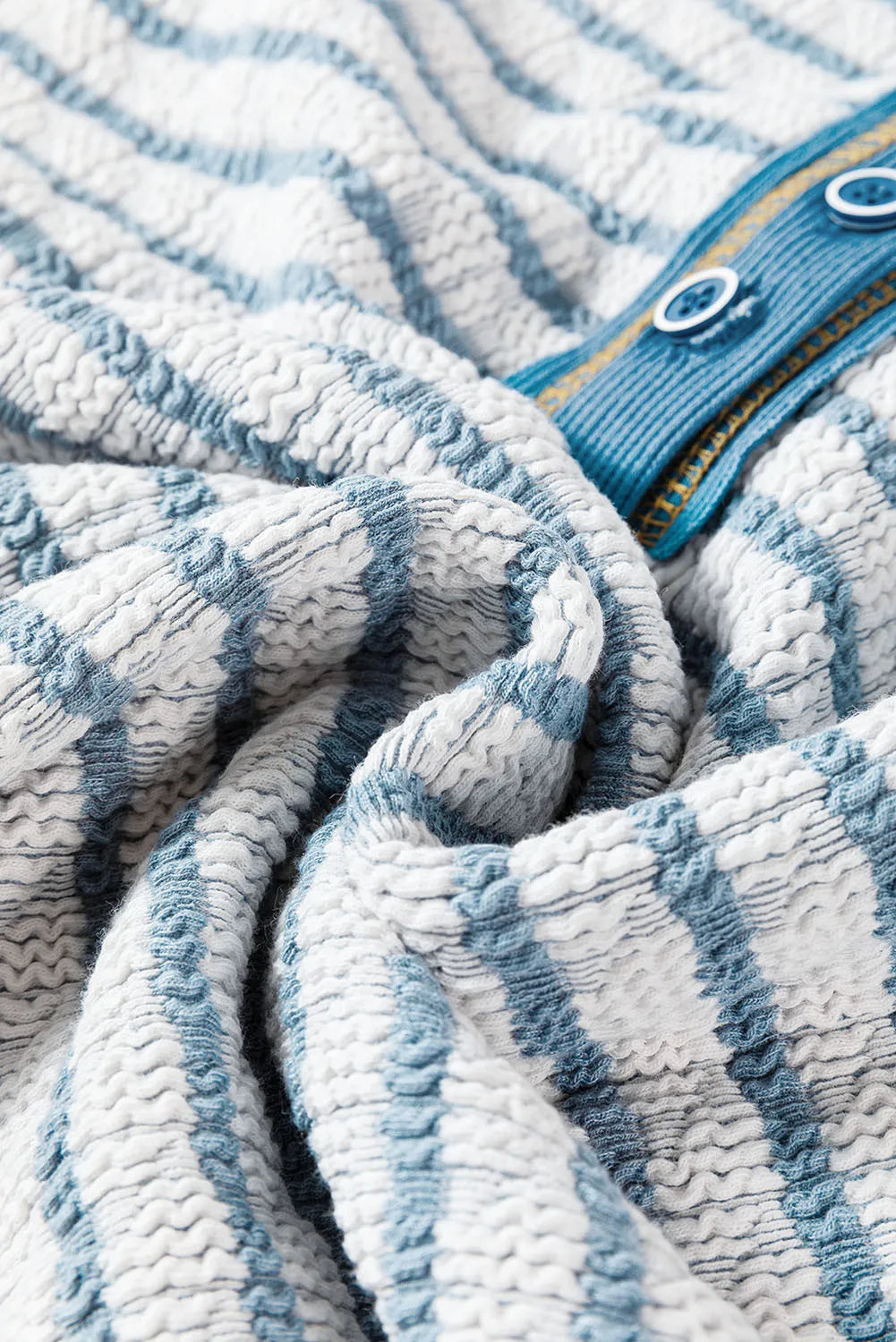 Blueberi B Women’s Striped Round Neck Dropped Shoulder Long Sleeve Top Cotton Polyester Elastane Size S-XL