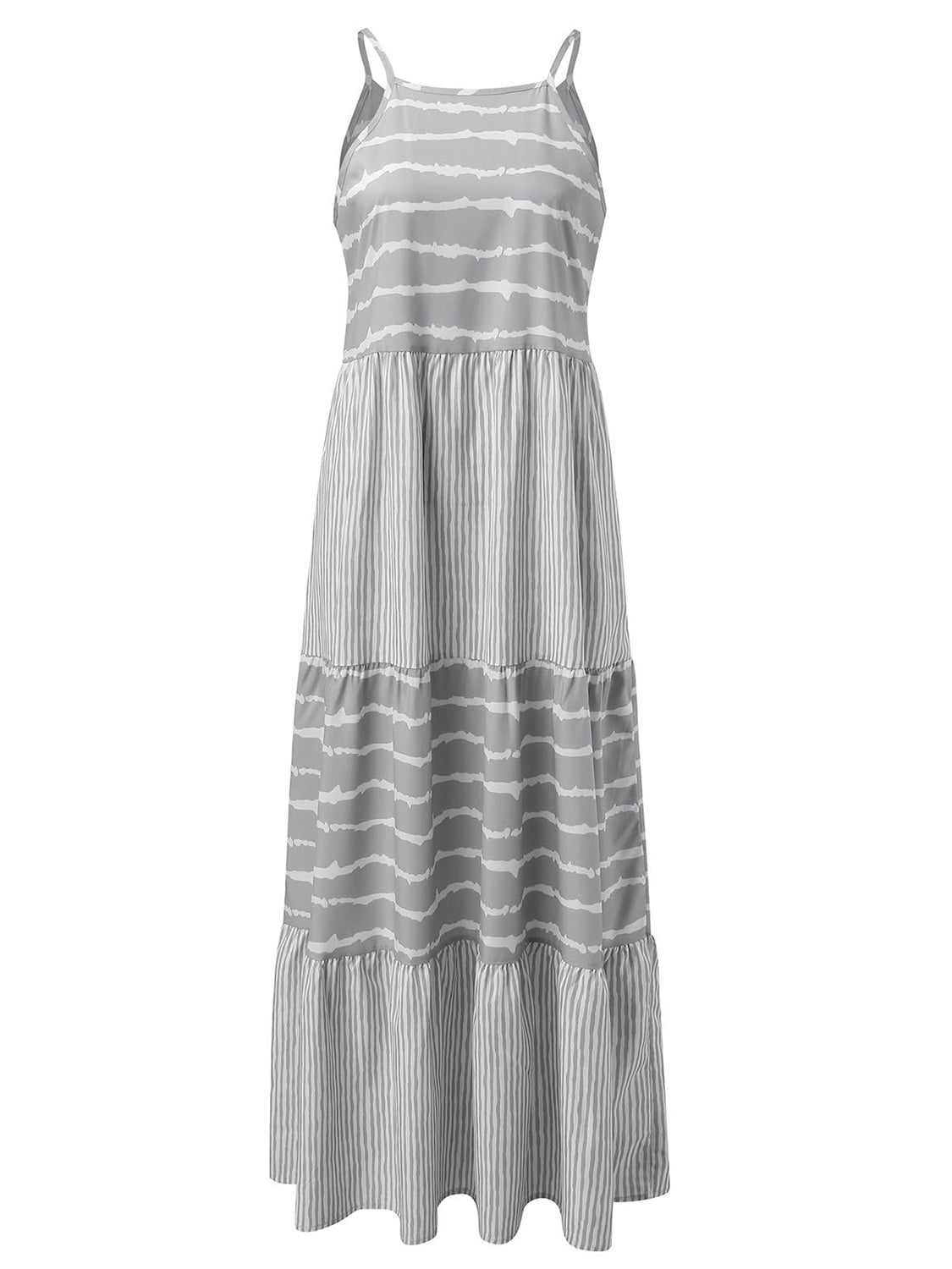 Blueberi B Women’s Tiered Striped Sleeveless Cami Dress Polyester Spandex Size S-XL