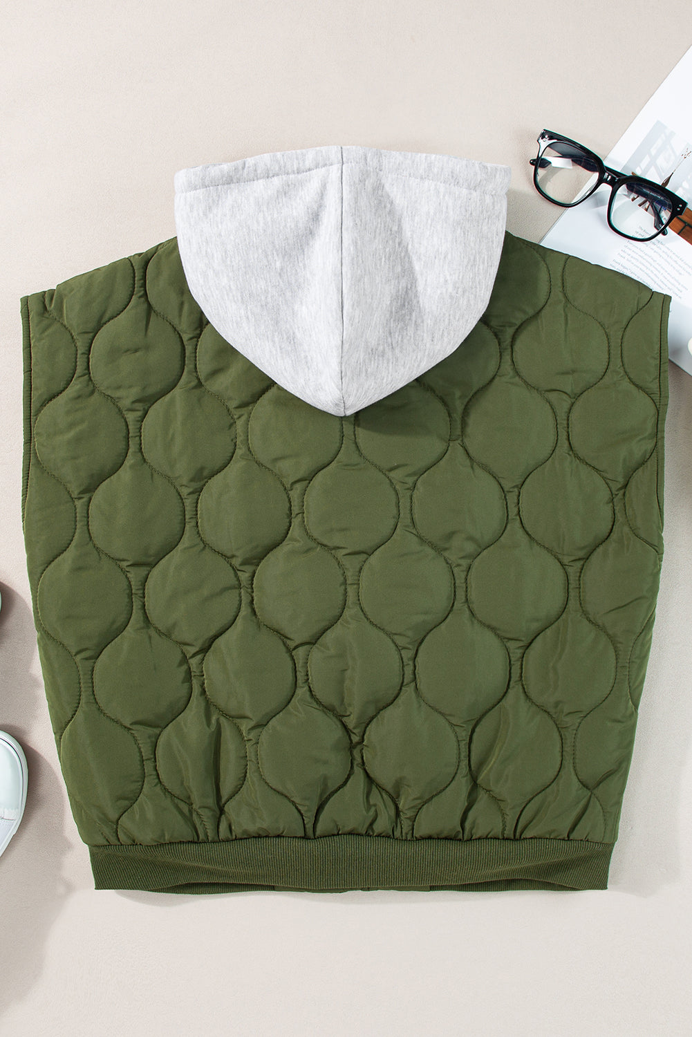 Blueberi B Women’s Drawstring Zip Up Hooded Vest Coat Polyester Size S-XL