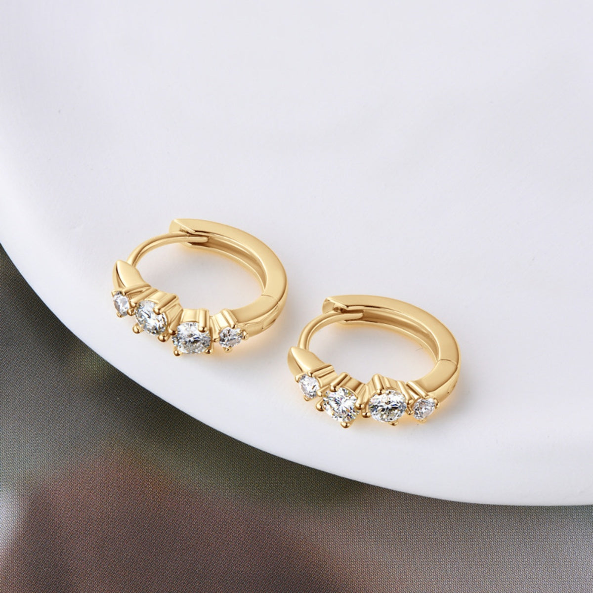 Women’s 925 Sterling Silver Moissanite Huggie Earrings