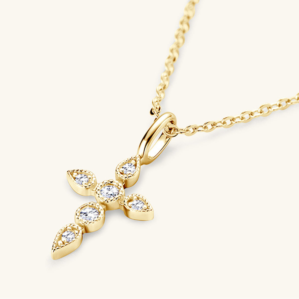 Women's 925 Sterling Silver Moissanite Cross Pendant Necklace
