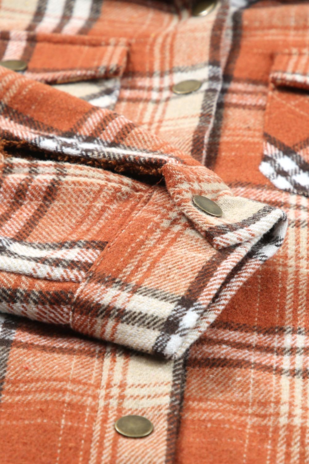 Blueberi B Women’s Plaid Button Up Long Sleeve Hooded Jacket Polyester Size S-2XL