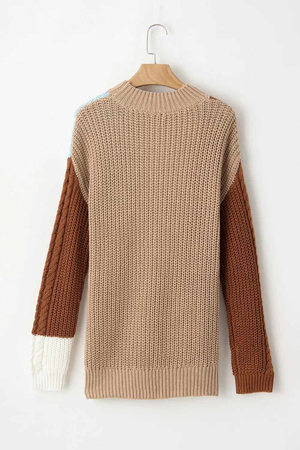 Blueberi B Women’s Color Block Round Neck Long Sleeve Sweater Cotton Acrylic Size S-XL