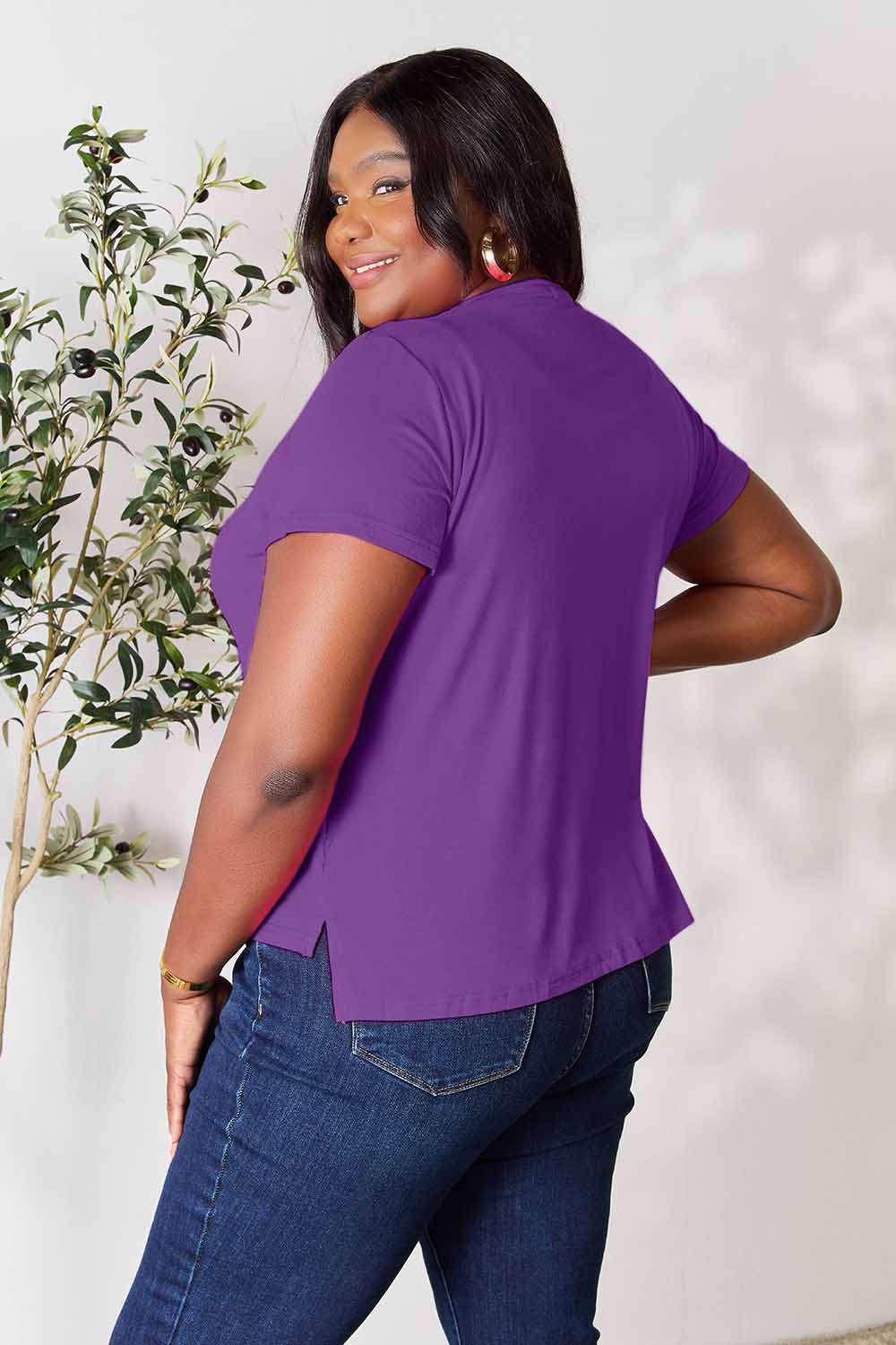 Basic Bae Women’s Full Size Round Neck Short Sleeve T-Shirt Rayon Spandex Size S-3XL