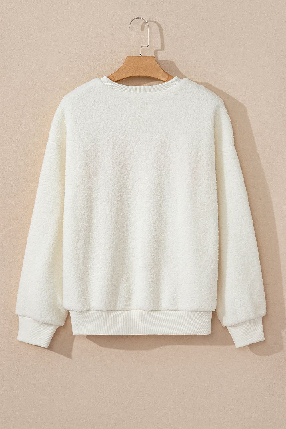 Blueberi B Women’s HOWDY Patched Round Neck Sherpa Sweatshirt Polyester Size S-2XL