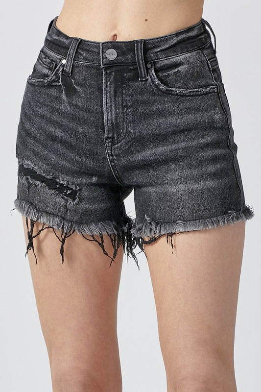 RISEN Women's  Raw Hem Denim Shorts with Pockets Cotton Polyester Spandex Size XS-3XL