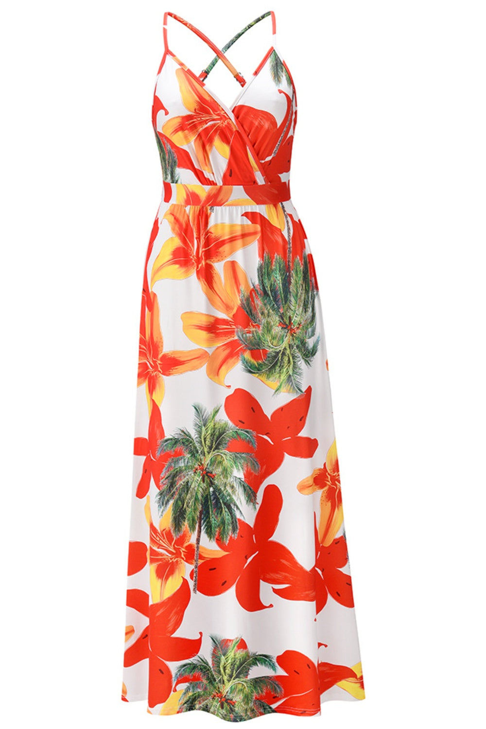 Blueberi B Women’s Crisscross Printed Surplice Cami Dress Polyester 2-2XL