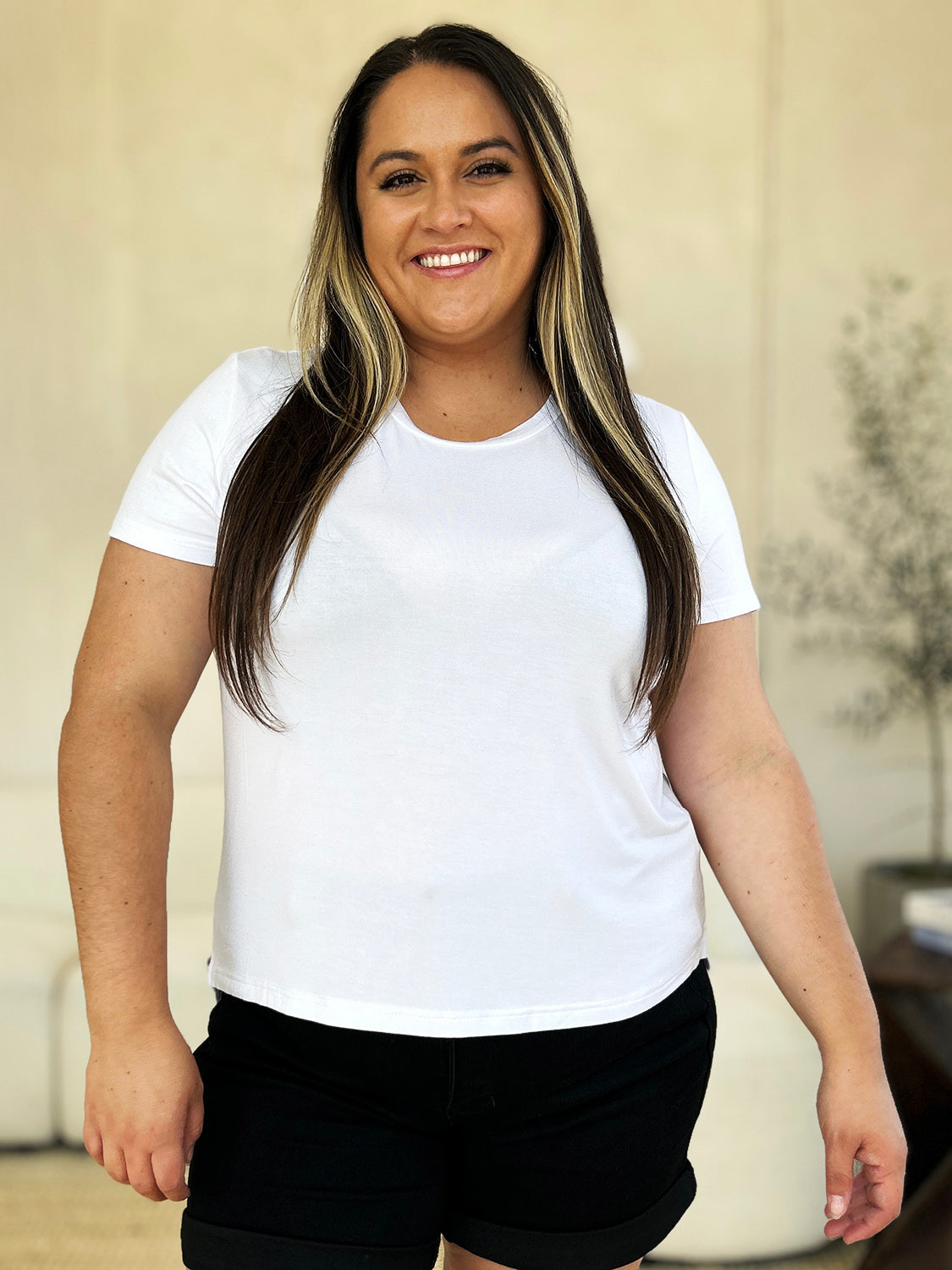 Basic Bae Women’s Full Size Round Neck Short Sleeve T-Shirt Rayon Spandex Size S-3XL