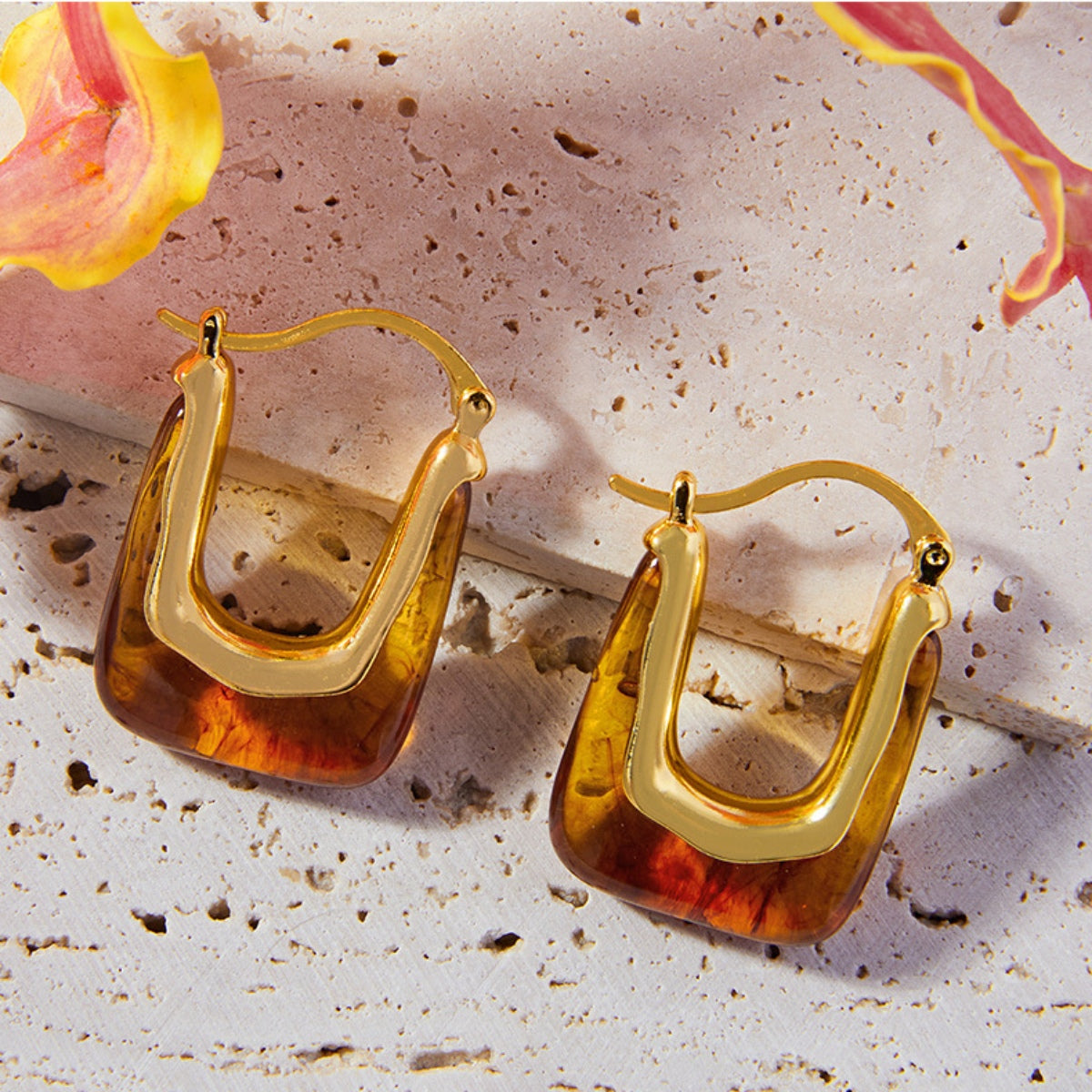 Women's Resin Copper U Shape Earrings