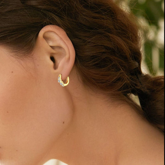 Women’s 925 Sterling Silver Moissanite Huggie Earrings