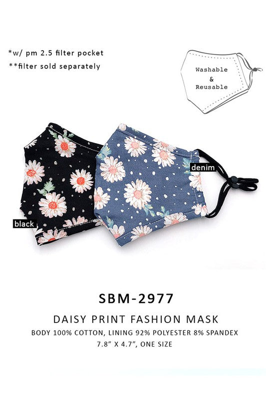 Cotton Fabric Reusable Washable Protective Face Mask Floral Fabric