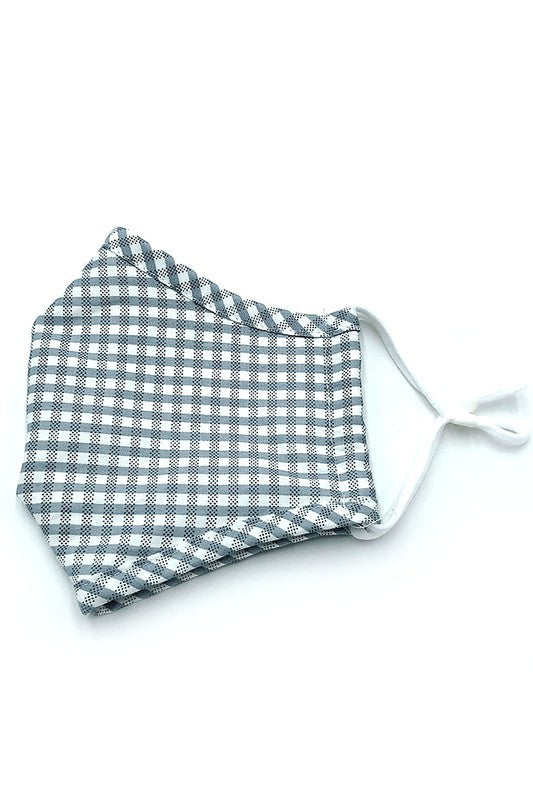 Cotton Fabric Reusable Washable Protective Face Mask Plaid Fabric Lined