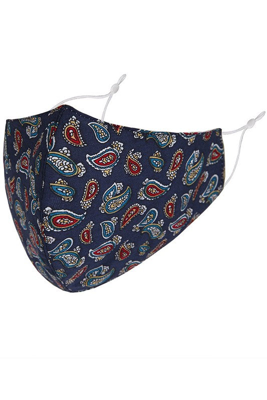 Cotton Fabric Reusable Washable Protective Face Mask Paisley Fabric Lined